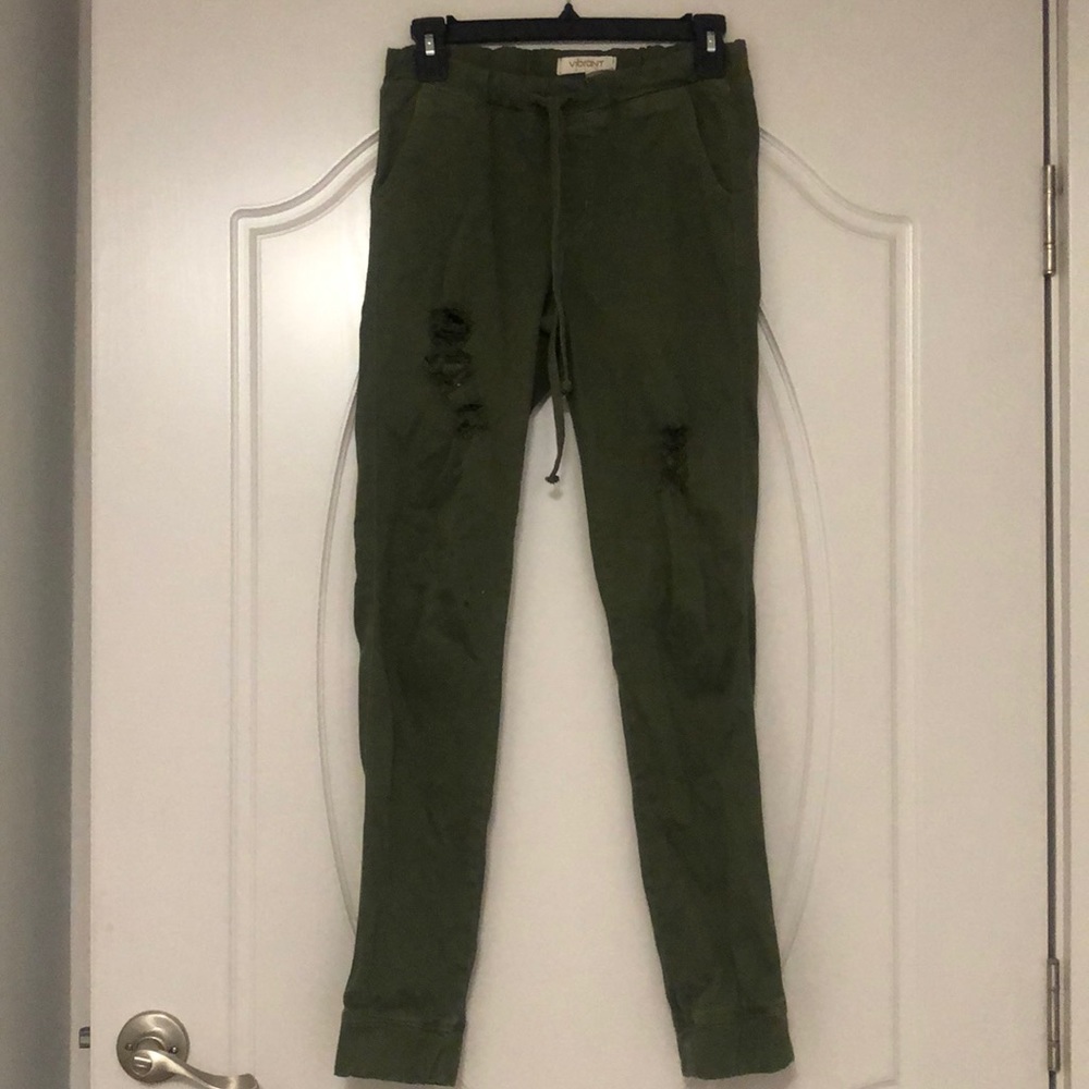 Distrssed olive joggers
